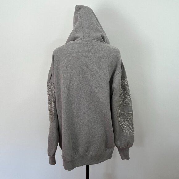 🔥Free People Encrusted Hooded Sweatshirt, XS, Heather Grey Combo // NWT🔥 - Picture 9 of 11